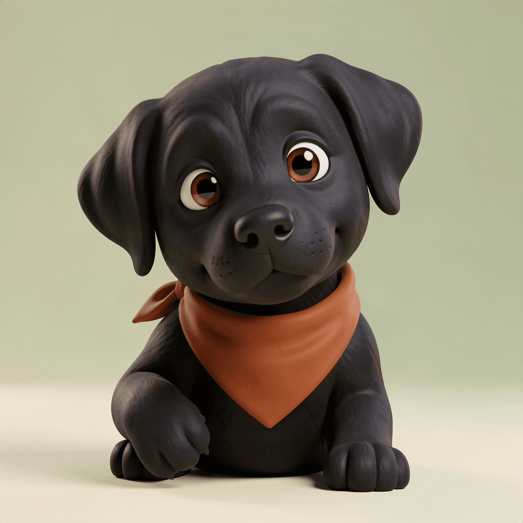 Scout, a friendly black Labrador creative assistant